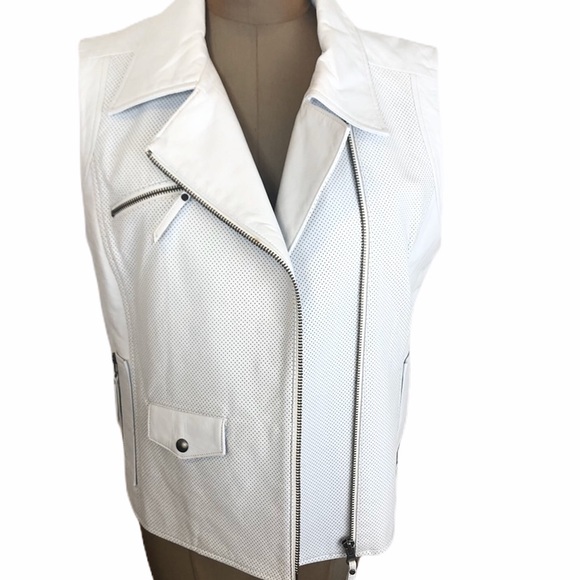 TRUTH & PRIDE White Perforated Leather Vest L - Picture 5 of 11
